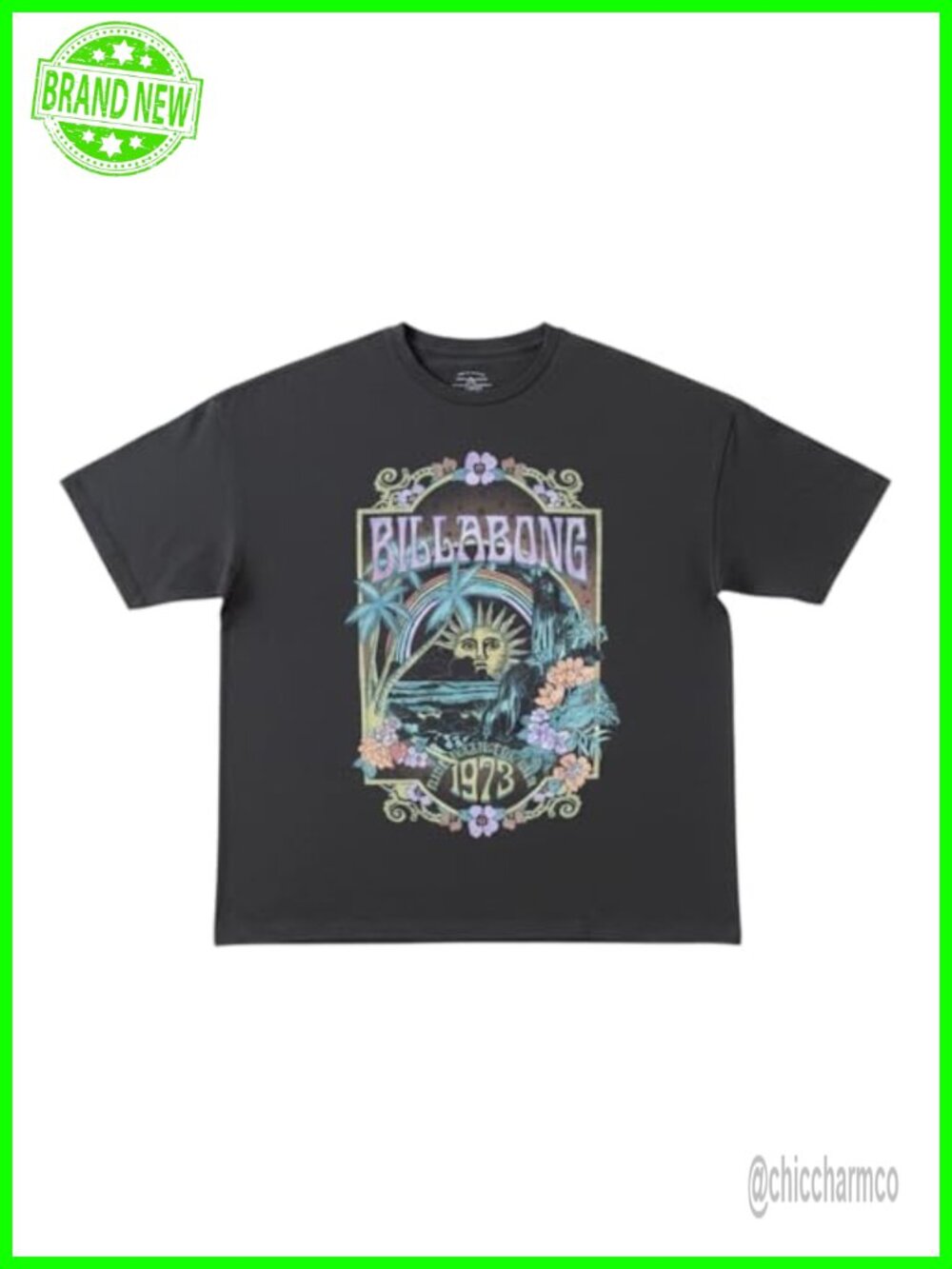 Billabong Women's Relaxed Fit Oversized Cotton Graphic Tee Short Sleeve